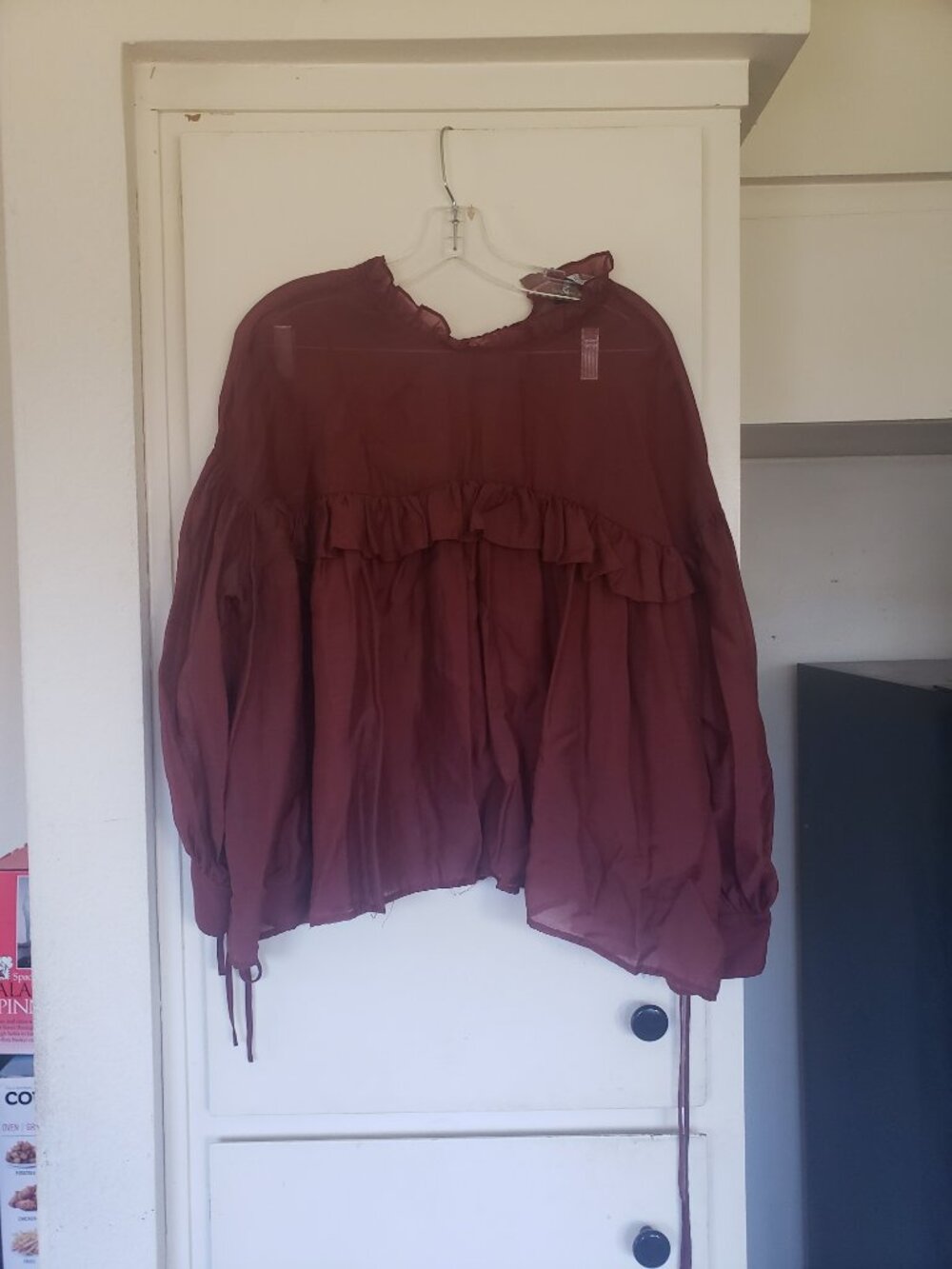 Zara Ruffled Rust Blouse Size Small - Picture 4 of 5
